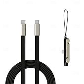 Χαμηλού Κόστους Καλώδια κινητού τηλεφώνου-Καλώδιο φόρτισης υψηλής ισχύος 240w τύπου C με βάση στήριξης, σχεδιασμός 2 σε 1 για φόρτιση &amp;Προβολή hands-free, γρήγορη μεταφορά 480mbps, υλικό υγρής σιλικόνης, κέλυφος από κράμα ψευδαργύρου,