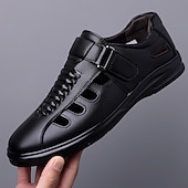 baratos Sandálias de Férias-Sapatos casuais masculinos marrons com fivela e recortes, confortáveis para caminhada, ideais para uso diário, viagens, dirigir, escritório, looks casuais de negócios, fins de semana e estilo elegante.