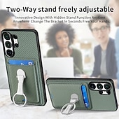 abordables 2026 Samsung Galaxy S26 Série-téléphone Coque Pour Samsung Galaxy S26 S26 Plus S26 Ultra Coque Arrière avec Support Support Anneau Emplacement Carte Rétro TPU Fibre faux cuir