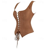 voordelige Bovenkanten-Middeleeuws Renaissance Cottagecore Korset Lijfje Piraat Viking Boers Veters Kostuum Dames Keltisch Fantasie Halloween Carnaval Prestatie LARP Ren Faire Volwassenen Korset