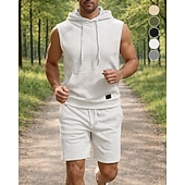 abordables Chándales-Hombre Tracksuit Vestimenta para correr Trajes de entrenamiento Correa 2 Piezas Color sólido Conjunto de ropa deportiva Verano Primavera Negro Blanco Entrenamiento de gimnasio Correr Corriendo