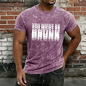  Ανδρικό vintage μπλουζάκι με οξύ πλύσιμο "you might be drunned" διπλής όρασης γραφικό αστείο μπλουζάκι με ποτό χιούμορ από βαμβάκι, μείγμα πολυεστέρα και ορυκτών πλύσης s-3xl