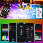Χαμηλού Κόστους Υποβρύχια Φώτα-LED φώτα πισίνας με έλεγχο εφαρμογής, 20w dimmable υποβρύχιο υποβρύχιο φως με μαγνήτες, IP68 αδιάβροχα φώτα πισίνας 12v με αλλαγή χρώματος με χρονοδιακόπτη για υπέργεια πισίνα