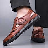 voordelige Casual sandalen-Casual loafers voor heren van imitatieleer – ademend ontwerp met uitsparingen, zachte, gedempte zool, gemakkelijk aan te trekken, elegante schoenen voor elke dag, werk, reizen en buitenactiviteiten.