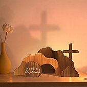 voordelige Pasen-Pasen: Hij is opgestaan, christelijke decoratie, leeg graf, kruis, paasdecoratie voor thuis, houten paastafereel met opstanding, tafeldecoratie, schoorsteenmanteldecoratie, kantoordecoratie,