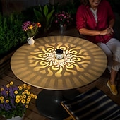 お買い得  屋外用ウォールライト-4個の屋外ソーラー中空金属マンダラ投影壁ライト、IP44防水、フェンス、階段、芝生の通路の装飾ランプ、庭、庭、ヴィラの風景ライト