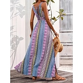 economico Vestiti-Stile Boho Retrò Vintage Boho Lunghezza lunga Vestito Senza maniche Stile Boho Scollo a V Costume Per donna Mascherata Festival Musicale Festa a tema retrò Adulti Vestito Estate