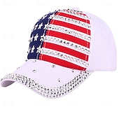 economico 250° Anniversario degli Stati Uniti-Cappellino da baseball patriottico con bandiera americana e strass a forma di stella, cappellino regolabile da uomo e donna, cappello da sole per esterni, 4 luglio, Giorno dell'Indipendenza, 250°
