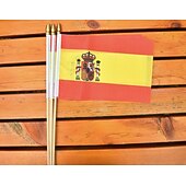 abordables Partido de Fútbol Mundial 2026-Paquete de 25 banderas pequeñas de España, mini bandera española portátil en palo de 5 x 8 pulgadas para partidos de la Copa Mundial de Fútbol de verano, eventos deportivos, decoraciones de fiesta y