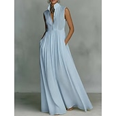  Pentru femei Rochie Maxi Rochie de Cocktail Rochii din Șifon Elegant Modă Modern Vacanță Petrecere Sfârșit de săptămână Potrivire Largă Simplu Fără manșon Gât Înalt Albastru piscină Roz Îmbujorat