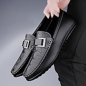 abordables Mocassins décontractés-Mocassins bleus pour homme en similicuir – chaussures habillées classiques à enfiler, style décontracté chic, pour le bureau, la conduite et le quotidien