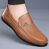 economico Scarpe Casual Slip-On-mocassini da uomo bianchi traforati, slip-on traspiranti, scarpe casual da guida per l'uso quotidiano, ufficio, viaggi, outfit del fine settimana, stile smart casual estivo e camminate comode