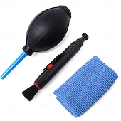 abordables Les fournitures de nettoyage-Kit de nettoyage 3 en 1 pour appareils photo et téléphones : stylo, brosse, chiffon, soufflette et kit de nettoyage pour objectifs. Compatible avec appareils photo, reflex, télescopes, loupes et