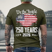levne Patriotických 250 triček-4. července 2026 250. památný den Pánské 3D tisk tričko s americkou vlajkou kulatý výstřih krátký rukáv každodenní ulice