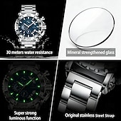 abordables Quartz Watches-Men's Gold Watch, Luxury Chronograph Big Face Quartz Analog Wristwatch with Gold Stainless Steel Band, Waterproof Luminous Business Sport Fashion Watch with Date Display, Gift for Men