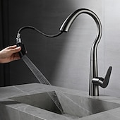 זול ברזים למטבח-ברז כיור מטבח עם מרסס נשלף, ברז מטבח מסחרי בעל ידית אחת בקשת גבוהה