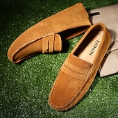 economico Mocassini casual-Per uomo Vintage Casual Quotidiano Camoscio Confortevole Traspirante Mocassino Giallo Chiaro Grigio scuro Vinaccia Estate Primavera Autunno