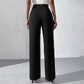 ieftine pantaloni rochii de dama-Pentru femei Pantaloni Costume Pantaloni de vară Vacanță Modă Casul Zilnic Lungime totală Talie Înaltă Culoare solidă Simplu Fermoar Buzunar Picior Larg Confort Ușor Απαλό Micro-elastic Haine de