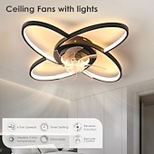 abordables Plafonniers à intensité variable-Ventilateur de plafond moderne avec éclairage, profil bas, télécommande et application de contrôle, 6 vitesses, pales réversibles, éclairage LED à intensité variable pour salon, chambre ou cuisine.