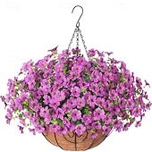 economico Fiore finti-Fiori artificiali pendenti con cestino, piante finte pendenti con fiori di seta artificiali resistenti ai raggi UV per esterni e interni, primavera estate, portico, patio, balcone, giardino,