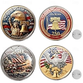 olcso Az Egyesült Államok 250. évfordulója-4 db-os amerikai 250. évfordulós hajtókatű 1776-2026 hazafias fehér sas szabadságharang emlékbross szuvenír hazafiaknak veteránok gyűjtők hátizsák dzseki dekoráció