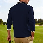cheap Men's Classic Polo-Men's Golf Shirt Golf Polos Shirts Casual Street Lapel Long Sleeve Basic Modern Plain Buttons Spring Fall Regular Fit Black White Red Navy Blue Dark Grey Light Blue Golf Shirt