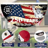 abordables 250e Anniversaire-Lot de 2 drapeaux commémoratifs du 250e anniversaire des États-Unis, 45 x 90 cm (1776-2026), guirlande de fanions, décorations patriotiques à suspendre pour l'extérieur, porte d'entrée, porche, fond