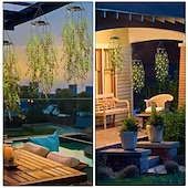 voordelige Landschapsverlichting-LED-tuinverlichting op zonne-energie met kunstmatige hangende bamboebladeren, imitatie hangende klimplanten, kunstmatige bamboe- en wilgenbladverlichting, geschikt voor tuinen, bruiloften en feesten,