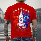  2026. július 4. 250. Emléknap Férfiak 3D Nyomtatott US Zászló Kerek Nyakú Rövid Ujjú Póló Napi Utca