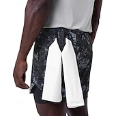 お買い得  ランニングショーツ-男性用 ランニングショーツ アスレチックショーツ ジムショーツ ドローストリング ポケット 2 イン 1 コンプレッションライナー付き ショートパンツ カジュアル 日常 アウトドア 夏 春 速乾性 ライトウェイト 吸汗性 ジムトレーニング 屋外 アスレチック レギュラー スポーツウェア アクティブウェア ブルー ブラック カモフラージュ