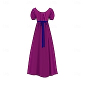 preiswerte Kleid-Retro Vintage Mittelalterlich Renaissance Knöchellänge Kleid Ballkleid Kleid im Regency-Stil Kurze Ärmel Prinzessin Dame Einfarbig Quadrathals Kostüm Damen königlich Halloween Karneval Leistung