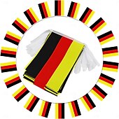 abordables Match de Football Mondial 2026-Guirlande de fanions de l'Allemagne pour la Coupe du Monde de football d'été : 50 fanions, guirlande de 14 mètres de petits drapeaux allemands pour la décoration, les écoles, les fêtes et les