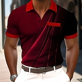  Per uomo Sfumatura Geometrico Polo Manica Corta Magliette polo Bavero Business Casual All'aperto Ferie Abbigliamento quotidiano Tasca Stampa 3D Estate Primavera Blu Rosso Viola