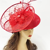 billige Fascinatorer-fascinators Sinamay Bryllup Bursdag Elegant Årgang søt stil Med Perledetaljer Tyll Hodeplagg Hodeplagg
