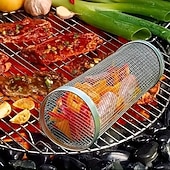 cheap Grills &amp; Outdoor Cooking-2pcs/set Portable Stainless Steel Barbecue Grill Set, Stainless Steel Portable Barbecue Cooking Rack, Barbecue Tool Set, Outdoor Grill Basket, Outdoor Camping Grill, Outdoor Round Barbecue Fire Pit
