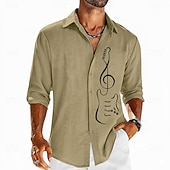 economico Musica e Chitarre-Per uomo Maestri del Consiglio Chitarra Camicia Camicia con Bottoni Manica Lunga Moda Streetwear Designer Casuale Quotidiano All'aperto Estate Primavera Autunno Collo ripiegato Stampato Blu Rosa