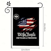 halpa 250. vuosipäivä-2 kpl 250-vuotisjuhlavuotta esittelevä Yhdysvaltain lippu, kaksipuolinen, ulkokäyttöön tarkoitettu isänmaallinen puutarhalippu Vapaudenpatsaalla, 4. heinäkuuta -koristeet Yhdysvaltain 250-vuotisjuhlaan, USA 250 -aiheiset tuotteet, muisto 1776-2026