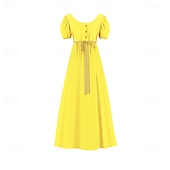 preiswerte Kleid-Retro Vintage Mittelalterlich Renaissance Knöchellänge Kleid Ballkleid Kleid im Regency-Stil Kurze Ärmel Prinzessin Dame Einfarbig Quadrathals Kostüm Damen königlich Halloween Karneval Leistung