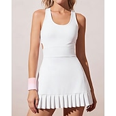 levne Dámské šaty-Dámské Jednobarevné Tenisové šaty s šortky Sportovní šaty Bez rukávů Kapsy Elastický Ter Emen Prodyšné Tenis Golf Pickleball Kopeček Šaty Bílá Oblečení na tenis