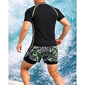 Недорогие Мужская Сёрфинг Одежда-Муж. Стандарт Рашгард из 2 частей Рубашка для серфинга Купальник-шорты Графика Кулиска С компрессионным вкладышем УФ-защита от солнца Быстровысыхающий Дышащий Без рукавов С короткими рукавами