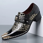 cheap Loafers-Men's Dark Brown Faux Leather Monk Strap Shoes – Croc Embossed Dress Shoes, Business, Wedding &amp; Formal Wear