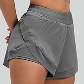 billige Atletisk shorts-Dame Shorts Sommershorts Casual shorts Aktiv Ferie Mote Kort Medium Midje Helfarge Lomme Elastisk midje Komfort Myk Pustende Mikroelastisk Gateklær Løp Sport &amp; Utendørs Svart Blå Lilla Grå Sommer Vår