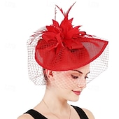 cheap Fascinators-Fascinators Net Wedding Birthday Elegant Vintage Cute With Feather Tulle Headpiece Headwear