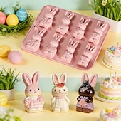 cheap Cake Molds-Easter Bunny Silicone Molds, 3D Bunny Chocolate Mold Easter Rabbit Mould, Suitable for Making Easter Treats, Baking, Cakes, Jellies, Ideal for Easter Party &amp; Home DIY Crafts
