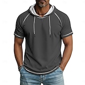  Férfi Póló Kapucnis felsőrész Tee Top Rövid ujjú Kapucni Nyár Tavasz Minden évszak Tömör szín Divat Dizájn Sportos Alap Kapucni Raglán ujjak Hétköznapi Utca Alkalmi Világoskék Fekete Sötétkék Férfi