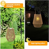 cheap Landscape Lights-Solar Lanterns Outdoor Waterproof, Hanging Rattan Wicker Lights, Decorative Boho Lights for Garden, Yard, Patio, Porch, Pathway Decor,1 Pack