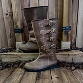 cheap Footwear-Retro Vintage Medieval Renaissance Boots Warrior Knight Ritter Ranger Buckle Fancy Dress Men's Halloween Carnival Event / Party Masquerade LARP Adults' Shoes