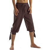 baratos Partes inferiores-Vintage Medieval Renascentista Calças Calção Calça Pirata Pirata Viking Cruzado Ranger Fantasia Homens Pirata Fantasia Calças Verão