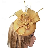 cheap Fascinators-Fascinators Fabric Wedding Birthday Elegant Vintage Cute With Feather Headpiece Headwear