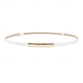 Недорогие Ремень-Жен. Полиуретановый ремень с пряжкой Искусственная кожа Металлический бак Геометрический принт На каждый день Повседневные Праздники Синий Черный Белый Розовый